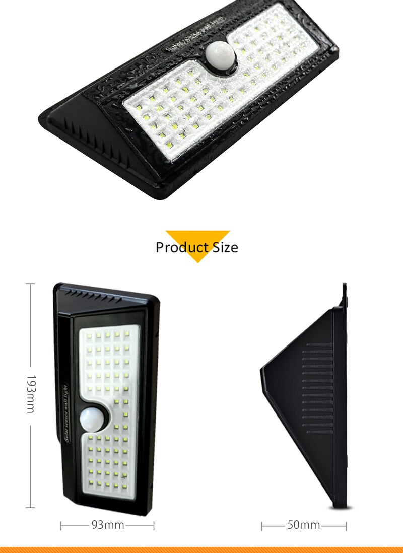 LED Solar Powered Wall Lamp PIR Motion Sensor Human Body Infrared Light Outdoor Waterproof Home Garden Security Light