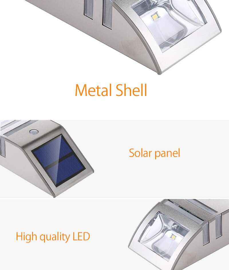 LED Solar Powered Wall Lamp Outdoor Waterproof Home Garden Security Light PIR Motion Sensor Human Body Infrared Light