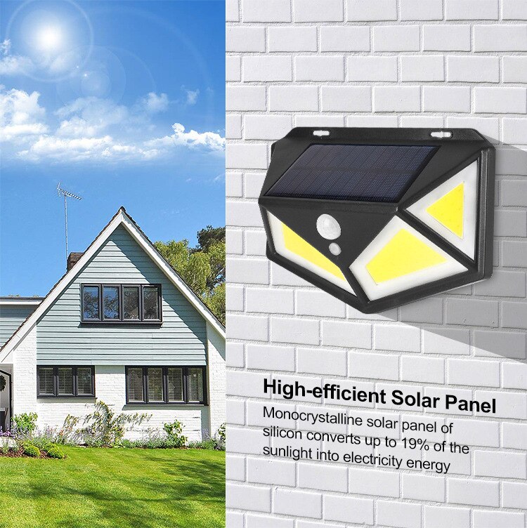 76 120 LED Solar Light Garden Lamp PIR Motion Sensor Solar Powered By Sunlight Waterproof for Outdoor Wall Street Decoration