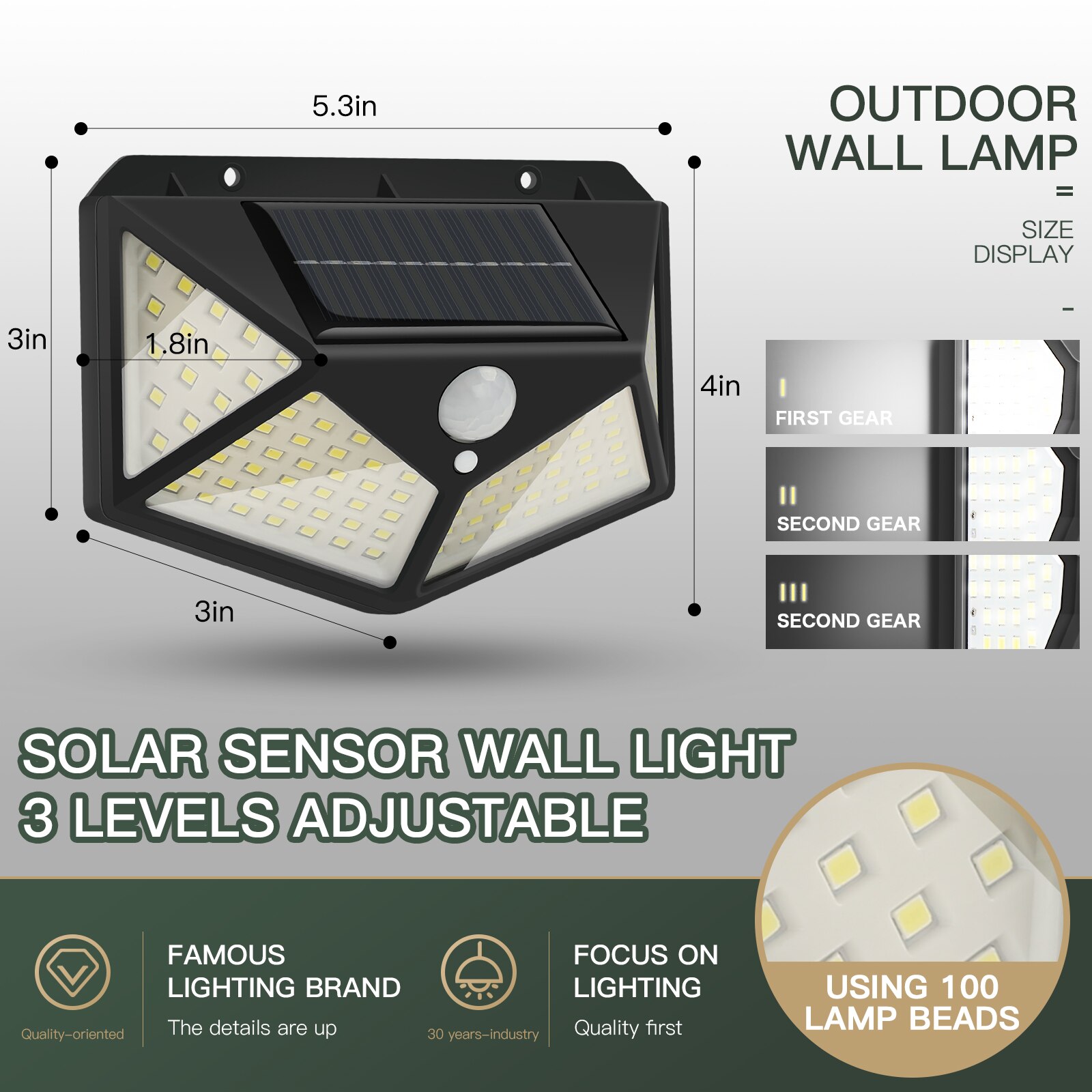Solar Led Light Outdoor 20-144 Led Bright Motion Sensor Light Wide Angle Wireless Waterproof Wall Lights for Garden Wall Street