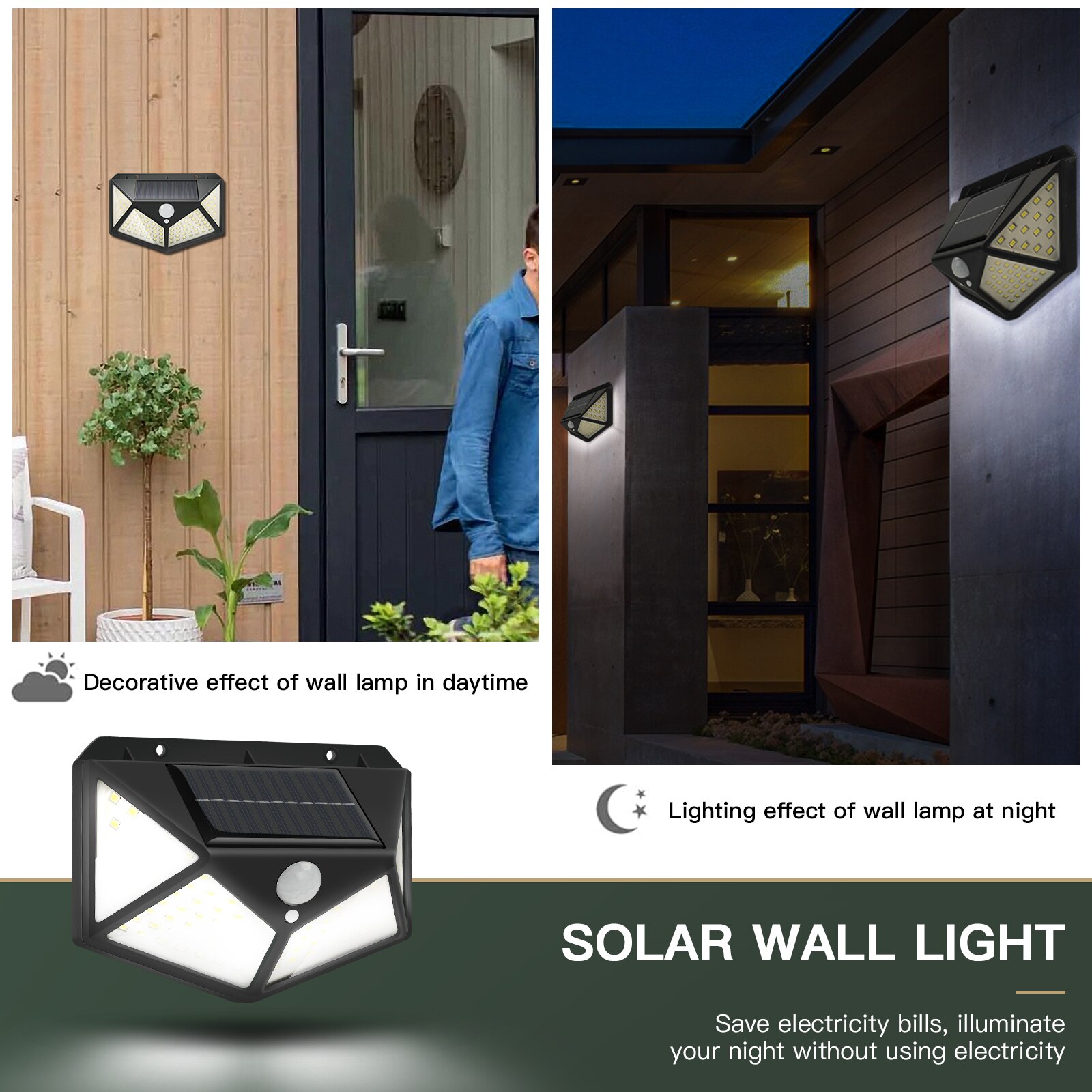 Solar Led Light Outdoor Outdoor Lighting Waterproof Street Lamp LED with PIR Motion Sensor LED Exterior for Fairy Garden Lights