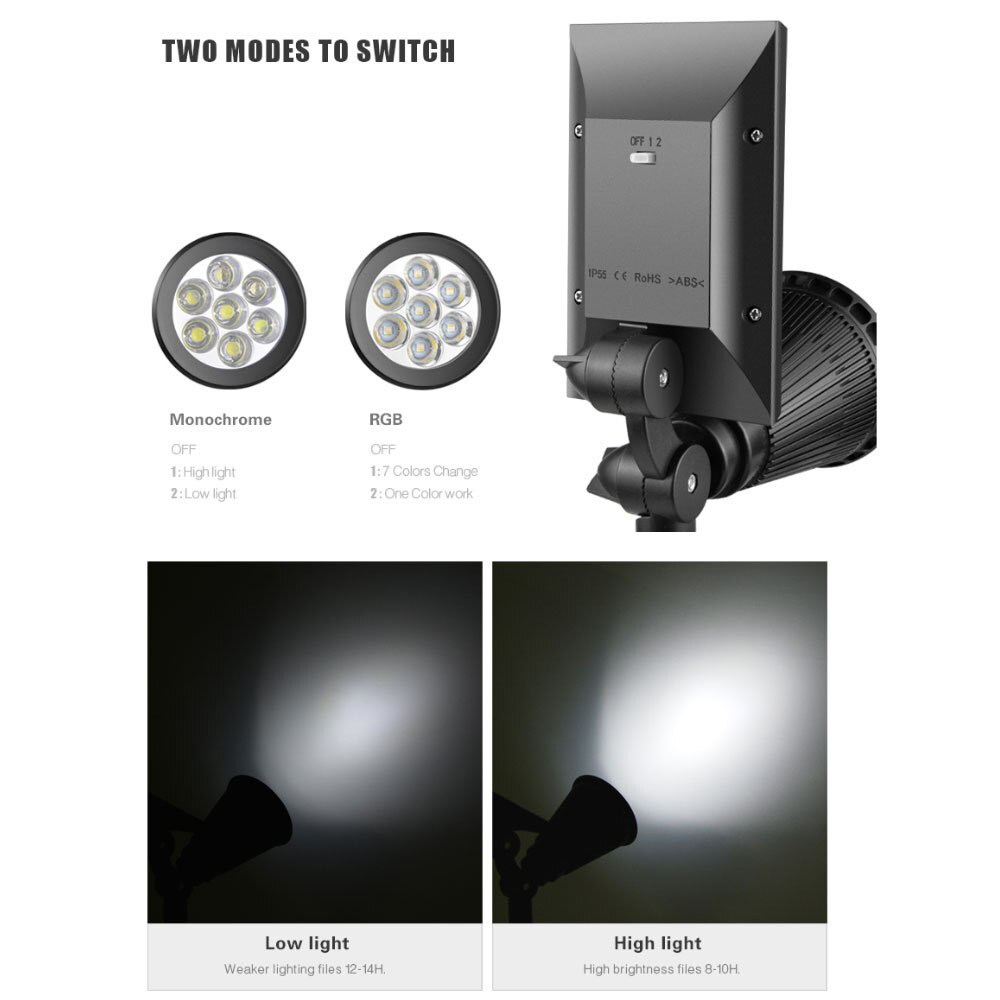 Street Lamp 7 LED Solar Powered Adjustable Solar Spotlight In-Ground IP65 Waterproof Landscape Wall Light Solar Light Outdoors