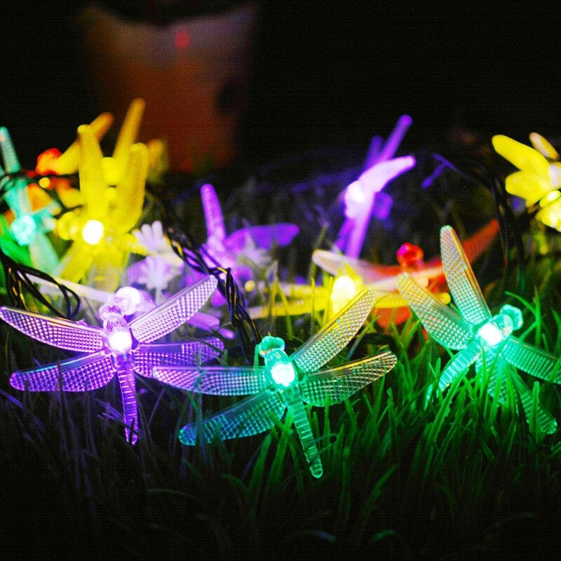 20/30/50LED Dragonfly Fairy Lights Solar Powered String Lights Garland for Home solar outdoor lights garland fairy garden