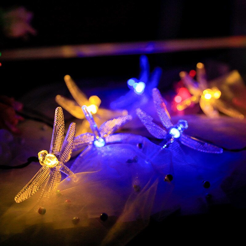 20/30/50LED Dragonfly Fairy Lights Solar Powered String Lights Garland for Home solar outdoor lights garland fairy garden