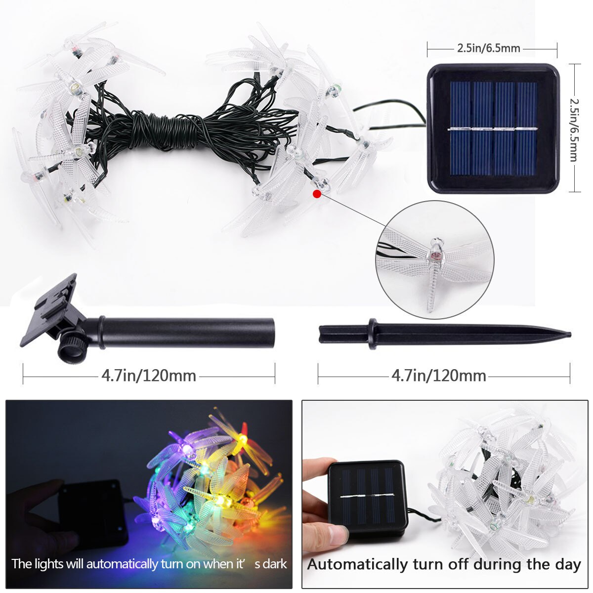 20/30/50LED Dragonfly Fairy Lights Solar Powered String Lights Garland for Home solar outdoor lights garland fairy garden