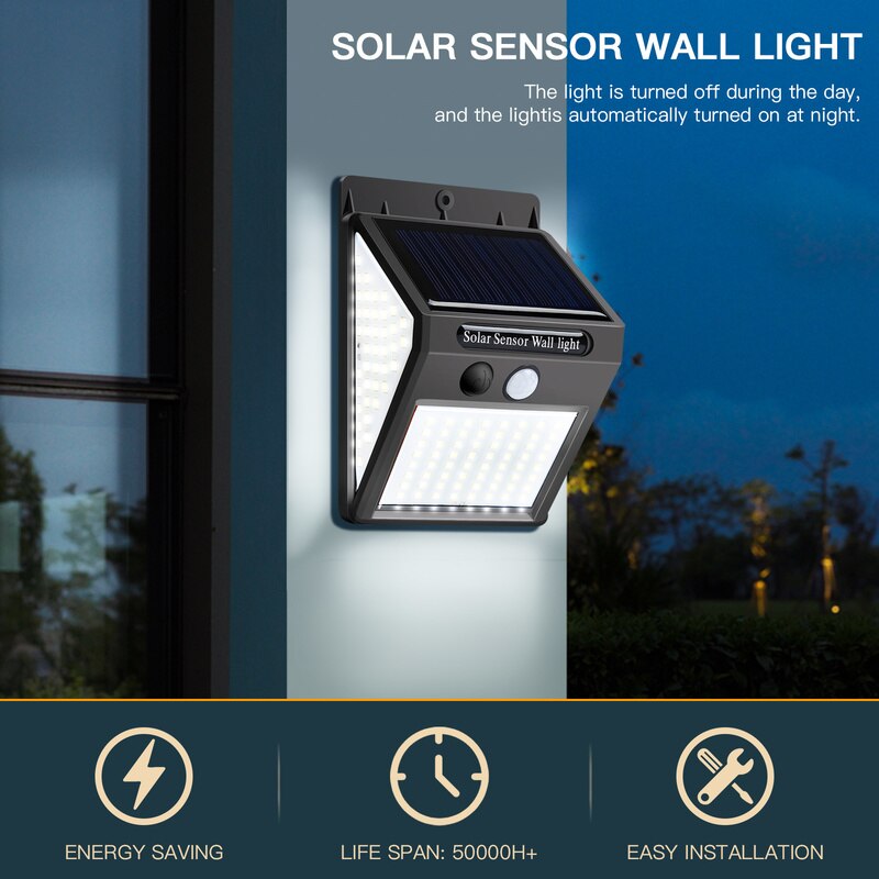 100/144 LED Solar Light Outdoor 2Modes Solar Lamp Powered Sunlight Waterproof Motion Sensor Light for Garden Patio Luces Solares