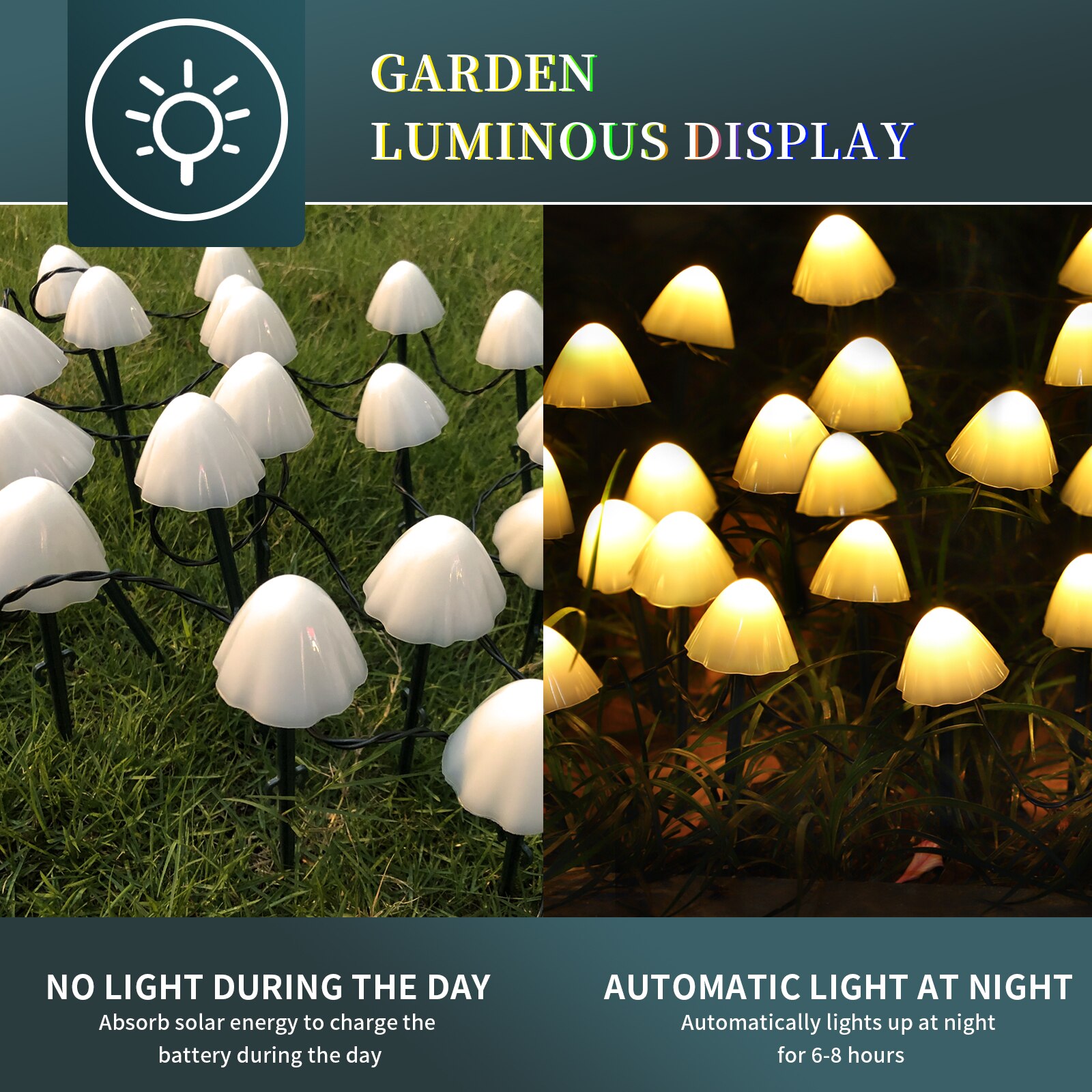 solar light String Light Garden Decoration Mushroom Lights IP65 Waterproof Garland Patio Decor Outdoor Solar Lights Fairy Light