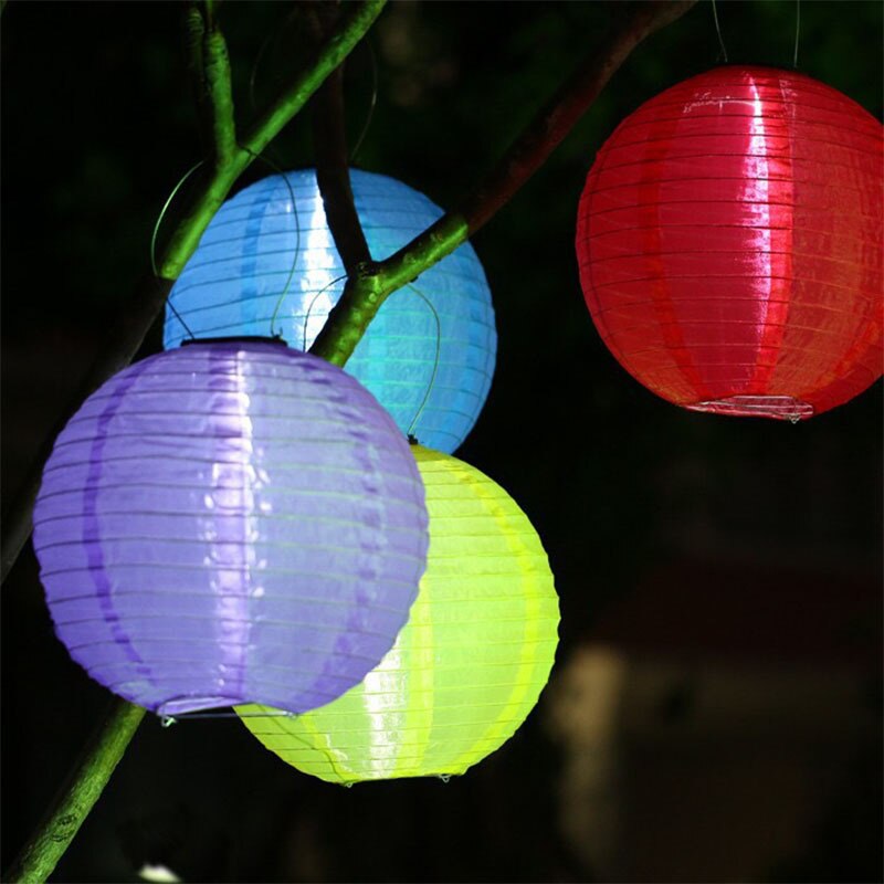 9 Colors 12 Inch Solar Powered Lantern Solar Led Light Outdoor Solar Garland Paper Lamp Decor for Garden Fairy Garden Solar Lamp
