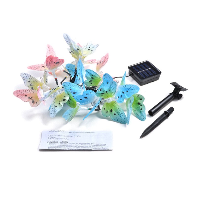Christmas lights Solar Led Light Outdoor Powered Butterfly Optic Fairy String Light Waterproof Christmas ornaments new year