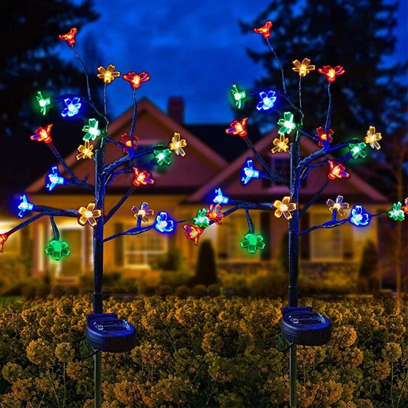 20 Led Outdoor Solar Light Powered Peach Flower Fairy String Lights Waterproof Christmas Garden Holiday Decoration Lights