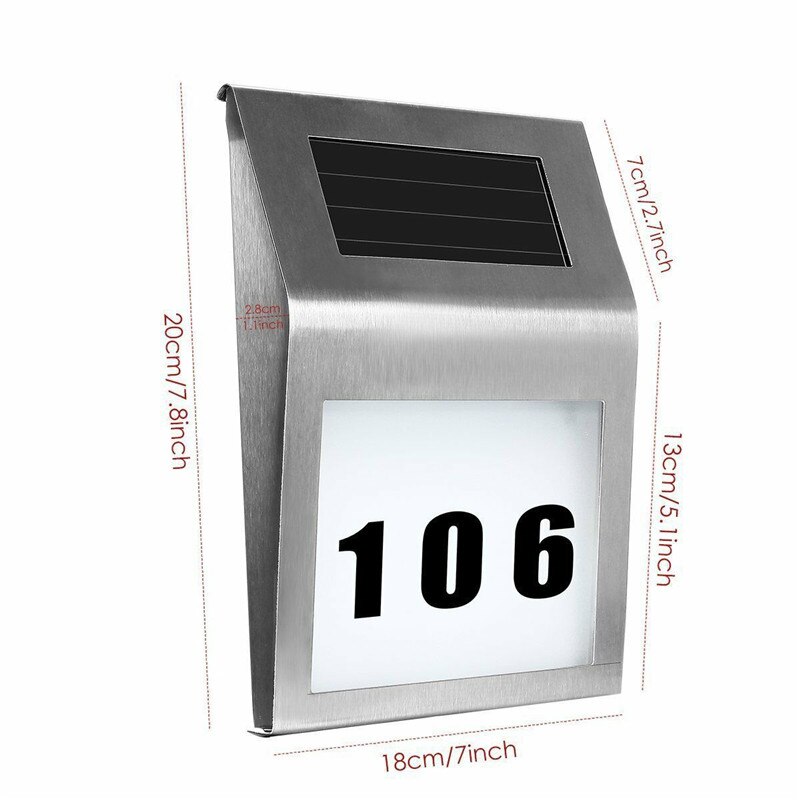 Outdoor Solar Spotlights Wall Light LED Doorplate Lamp Stainless Outdoor Apartment House Porch Numbers Light with Backlight