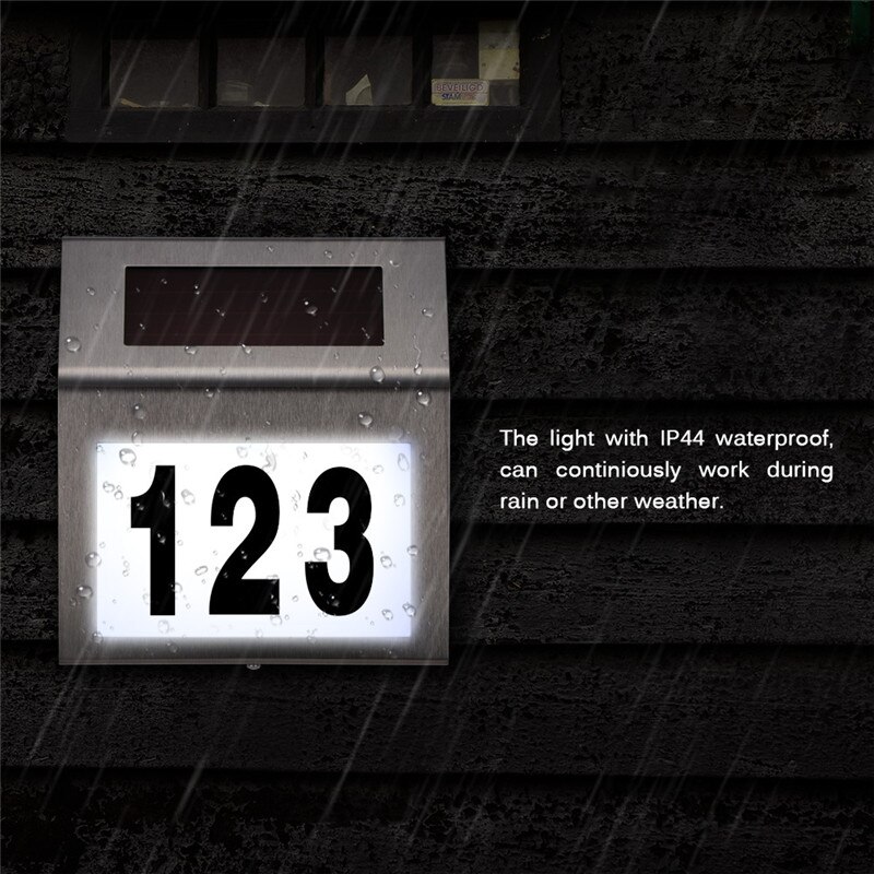 Outdoor Solar Spotlights Wall Light LED Doorplate Lamp Stainless Outdoor Apartment House Porch Numbers Light with Backlight