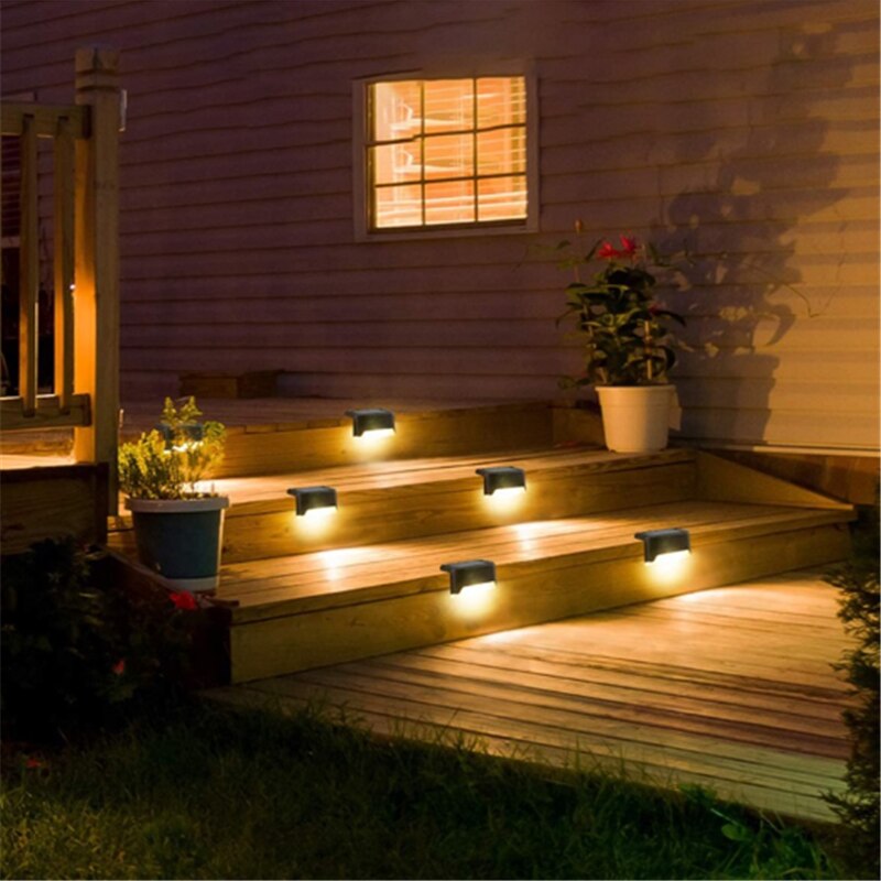 1/4/8pcs LED Solar Stair Lamp IP65 Waterproof Outdoor Garden Pathway yard Patio Stairs Steps Fence Lamps Solar Garden lights