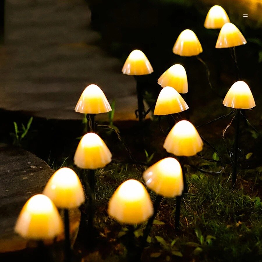 Christmas Decoration Outdoor lights garland Mushroom Lights Waterproof Christmas Lights Fairy Lights Solar Led Light Outdoor