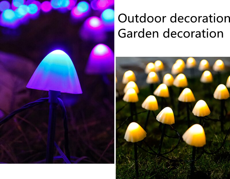 Christmas Decoration Outdoor lights garland Mushroom Lights Waterproof Christmas Lights Fairy Lights Solar Led Light Outdoor