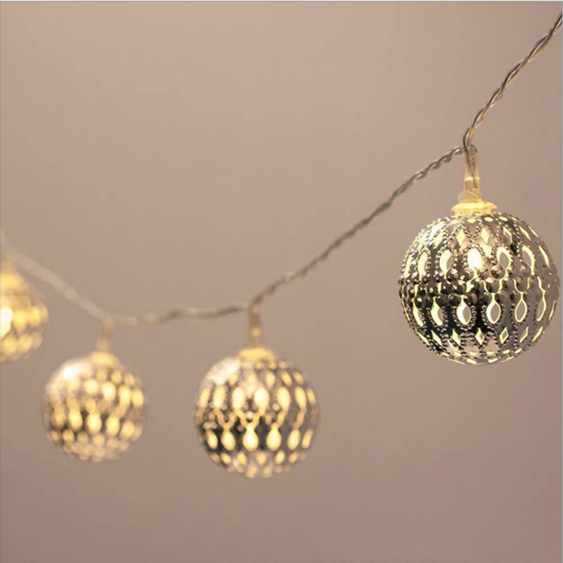 5M-7M Fairy Lights Garden Decoration Hollow Out Metal Ball String Lights Solar Led Light Outdoor New year Christmas Lights