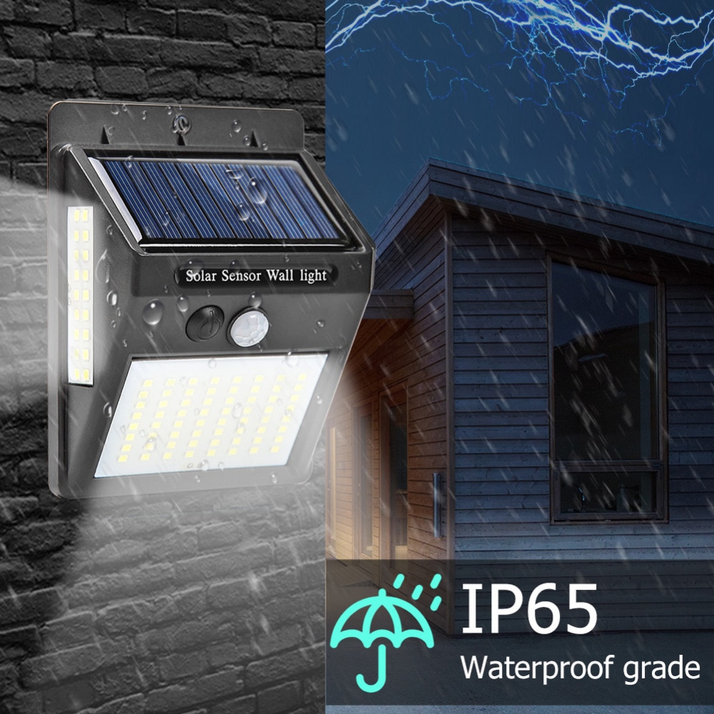 Solar Wall Lamp 100LEDs Motion Sensor LED Wall Light Outdoor Waterproof Solar LED Flood Light Path Street Night Lighting Lamp