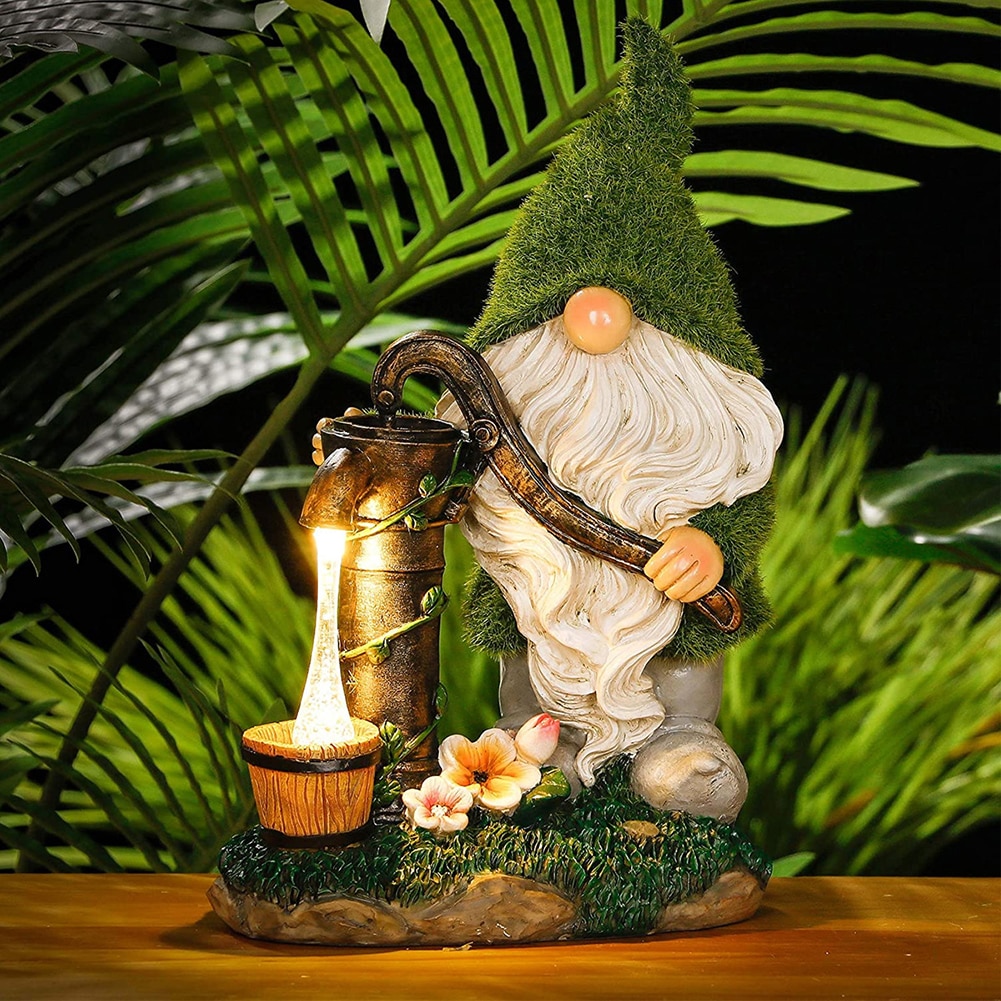 Cartoon Gnome Dwarf Statue Garden Lighting Waterproof Resin Figurines Solar Light Outdoor Lawn Courtyard Night Decorative Lamp