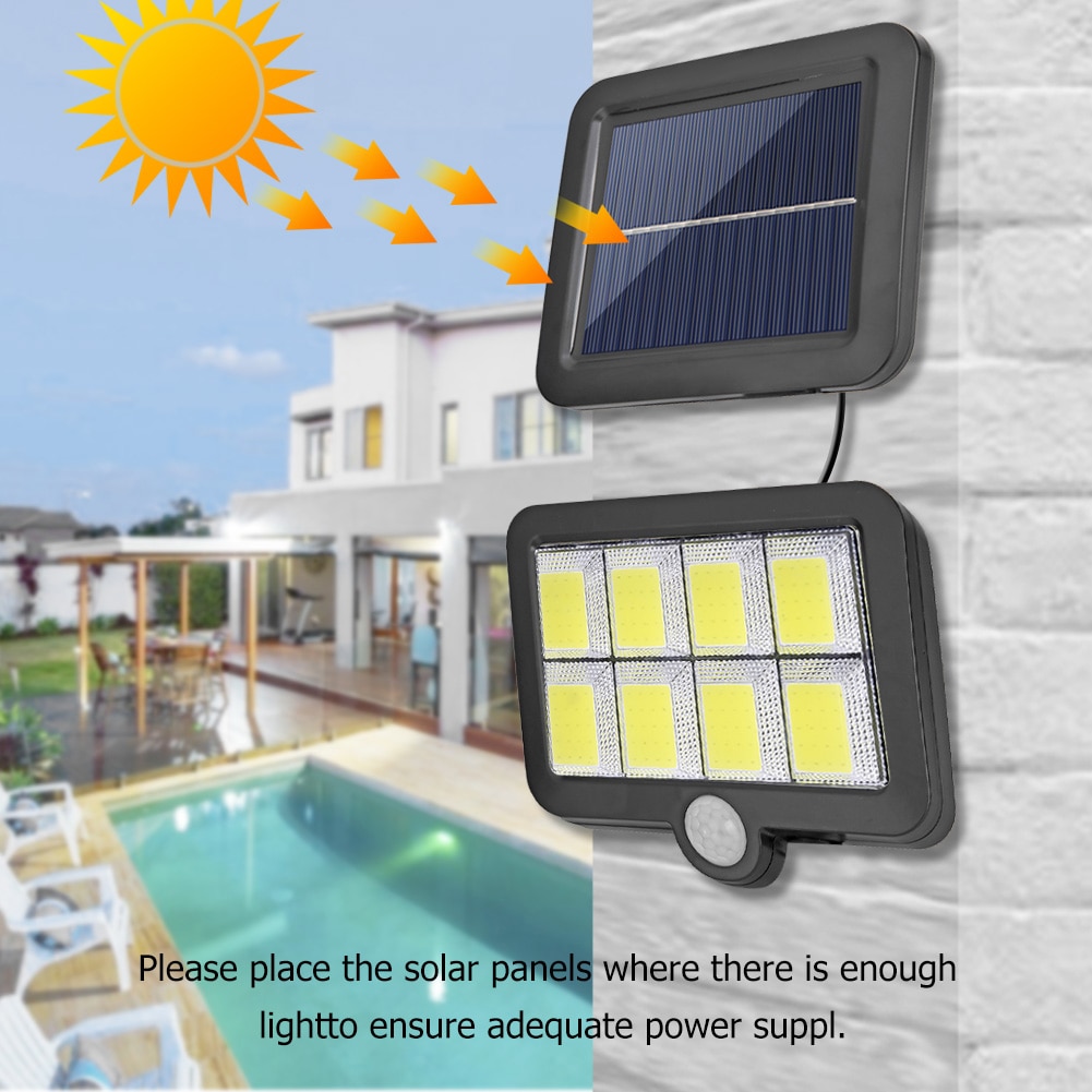160LED Solar Powered Wall Light Outdoors Waterproof PIR Motion Sensor Lighting Courtyard Street Solar Lamp for Garden Decoration