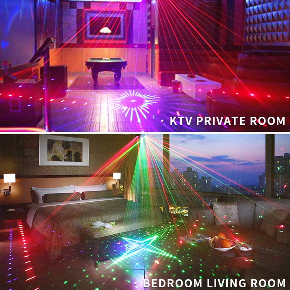 9-eye RGB Disco Lamp Stage Projection Light Voice Remote Control Light Party KTV Lighting Party Holiday Christmas Stage Lighting