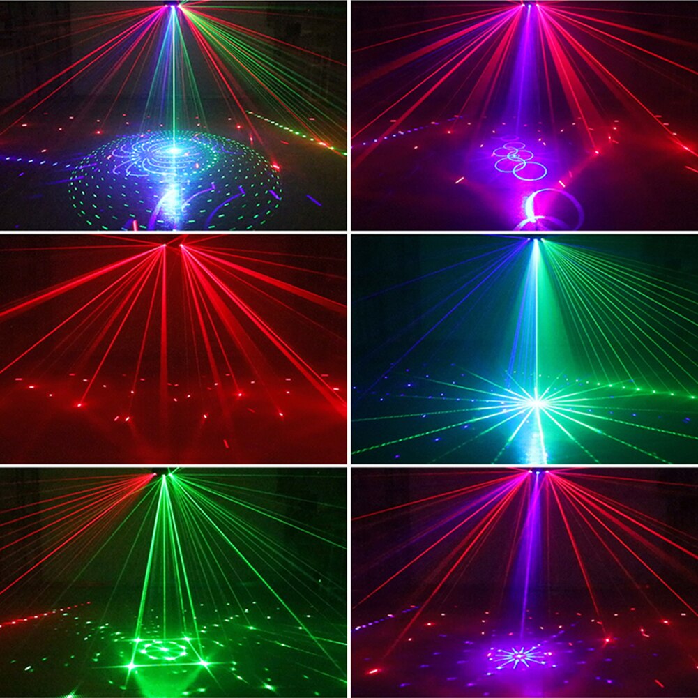 9-eye RGB Disco Lamp Stage Projection Light Voice Remote Control Light Party KTV Lighting Party Holiday Christmas Stage Lighting