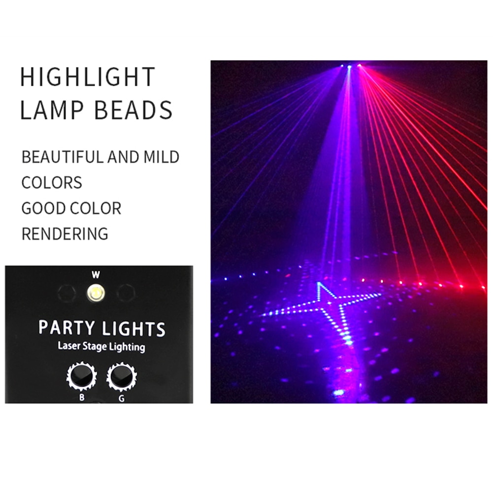 9-eye RGB Disco Lamp Stage Projection Light Voice Remote Control Light Party KTV Lighting Party Holiday Christmas Stage Lighting