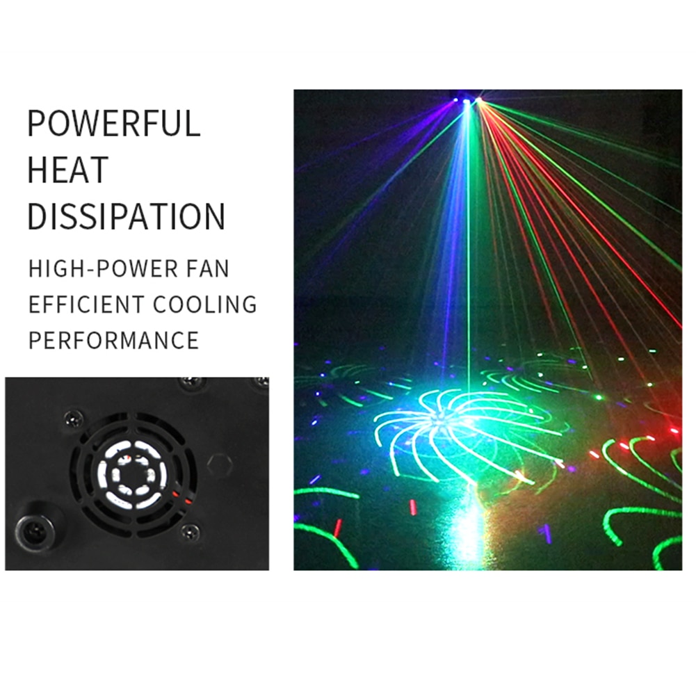 9-eye RGB Disco Lamp Stage Projection Light Voice Remote Control Light Party KTV Lighting Party Holiday Christmas Stage Lighting