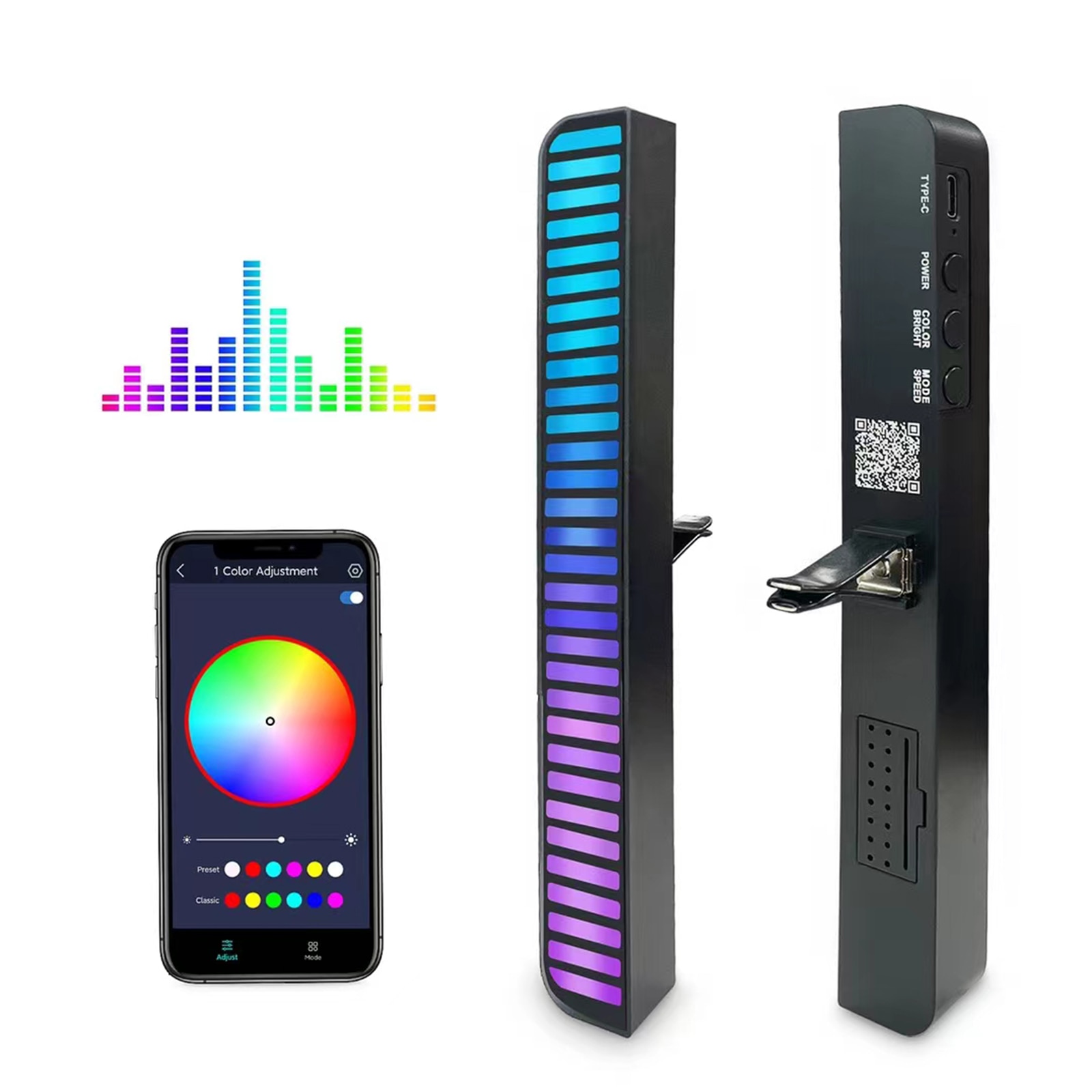 RGB Sound & APP Control LED Night light Pickup Voice Activated Rhythm Lights Color Ambient LED Lamps Bar of Music Ambient Light