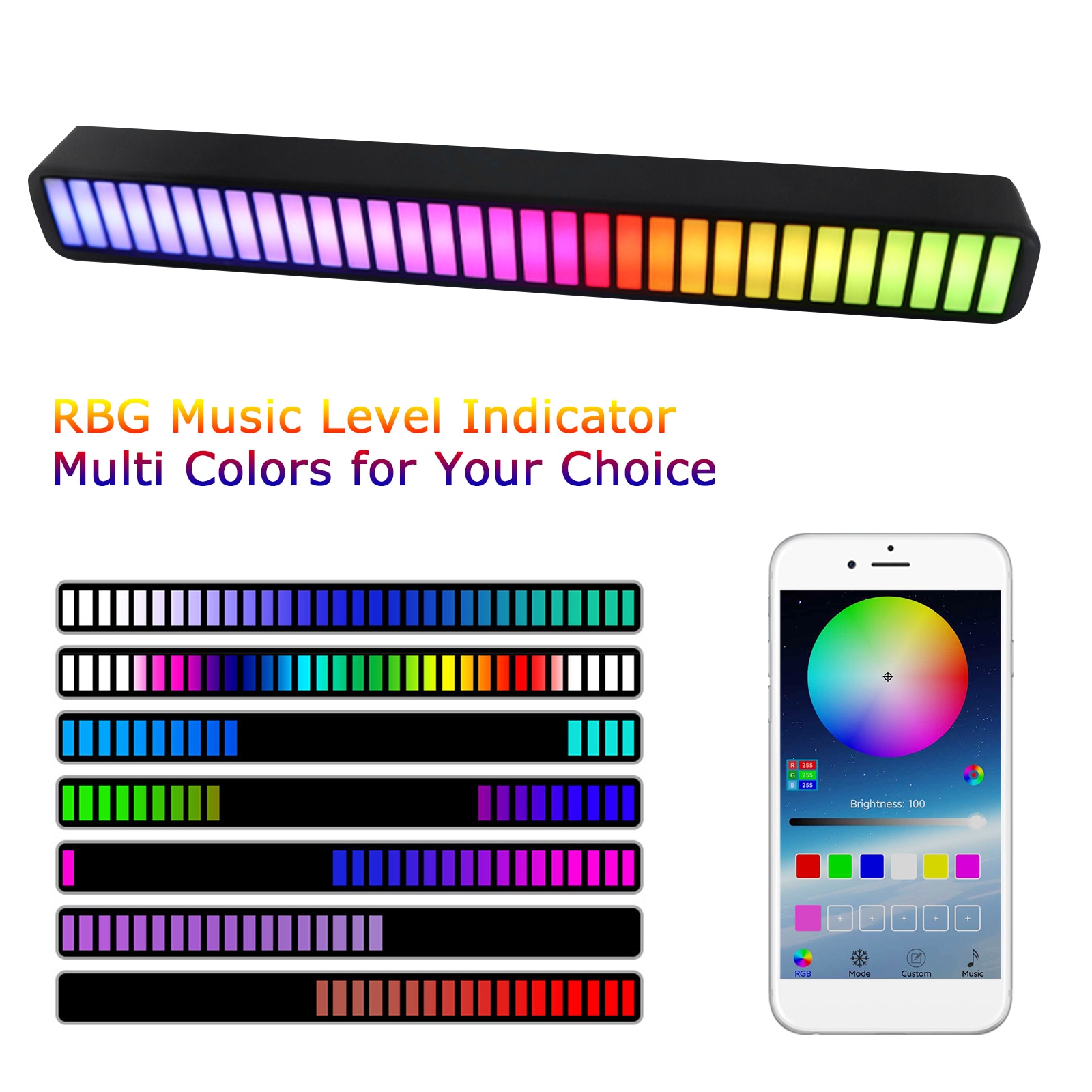 RGB Sound & APP Control LED Night light Pickup Voice Activated Rhythm Lights Color Ambient LED Lamps Bar of Music Ambient Light