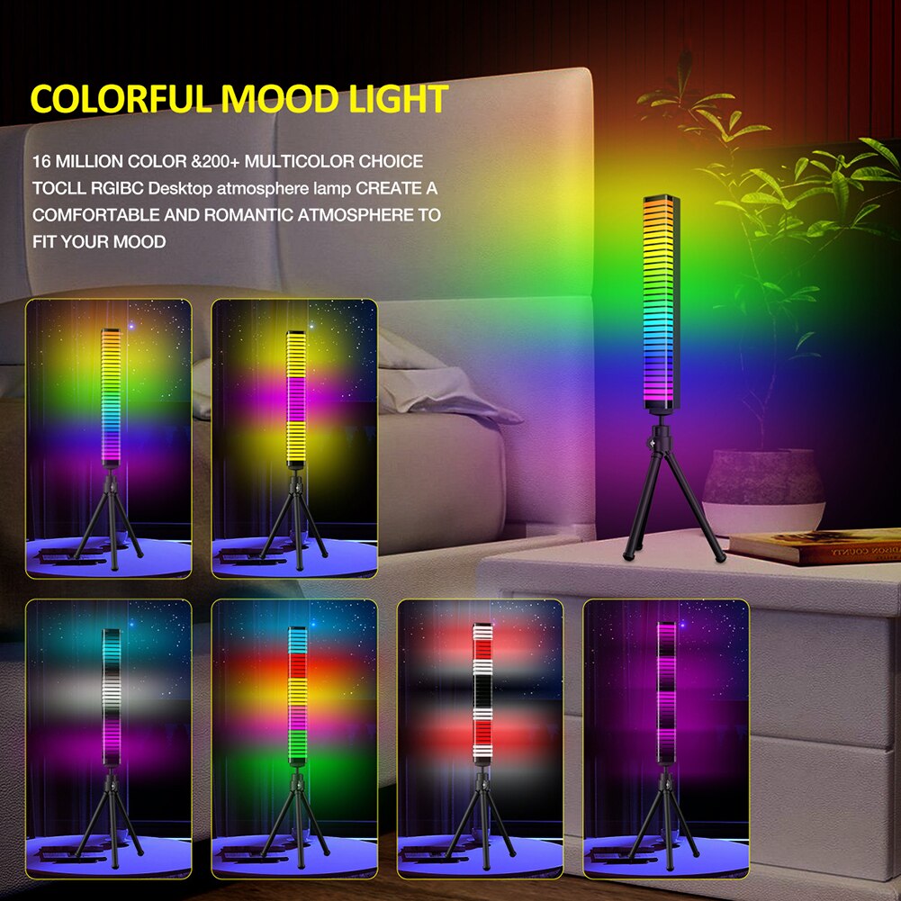 RGB Sound & APP Control LED Night light Pickup Voice Activated Rhythm Lights Color Ambient LED Lamps Bar of Music Ambient Light