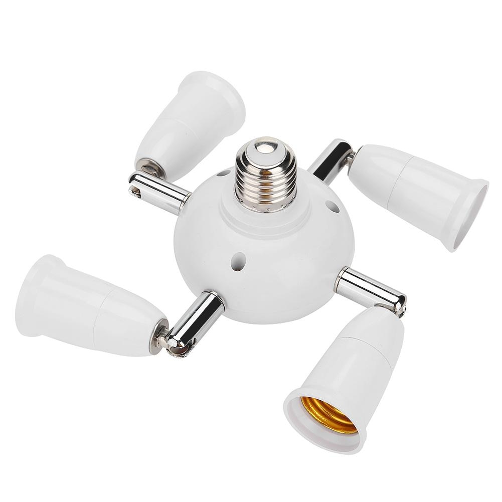 7In1 Adjustable E27 Splitter 57 Heads Lamp Base Extended LED Light Bulbs Socket Splitter Holder Adapter Converter Socket