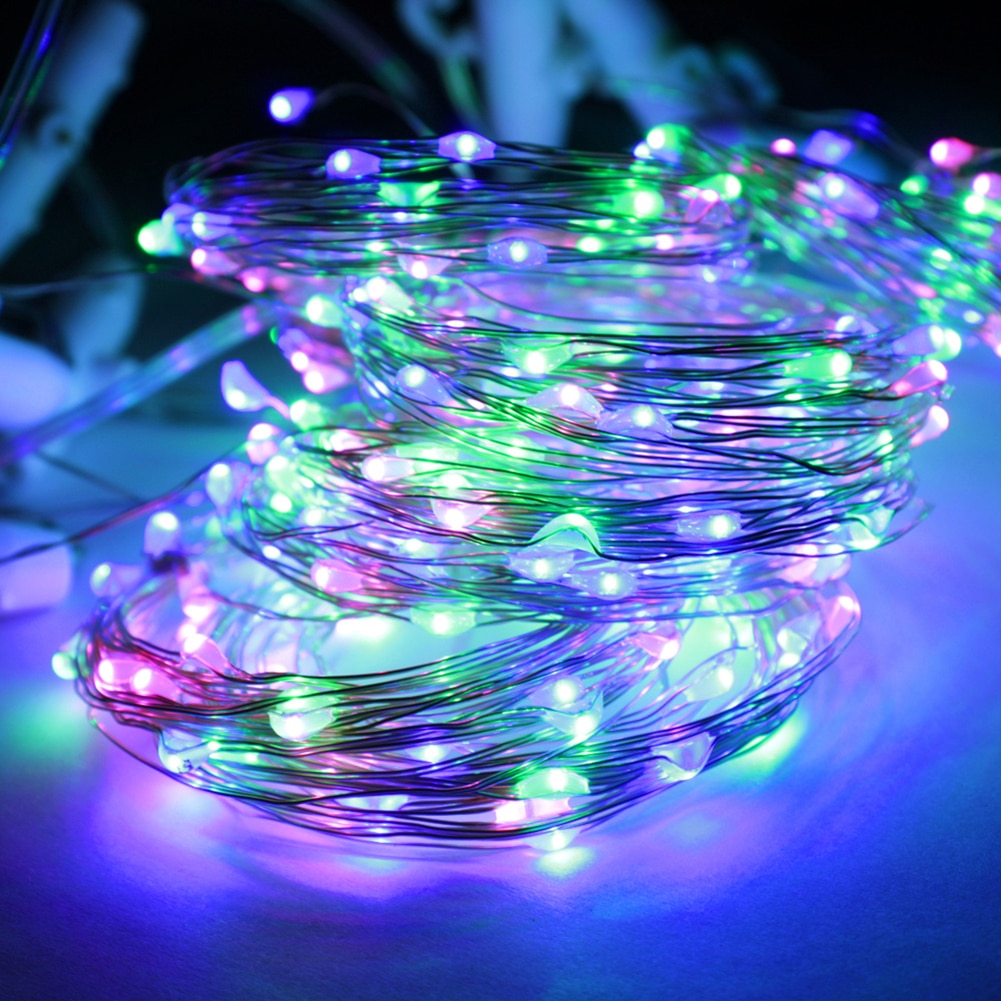 Solar String Lights LED Waterproof Fairy Lamp Outdoor Battery Multi Color String Copper Wire Lamp for yard Christmas Party Light