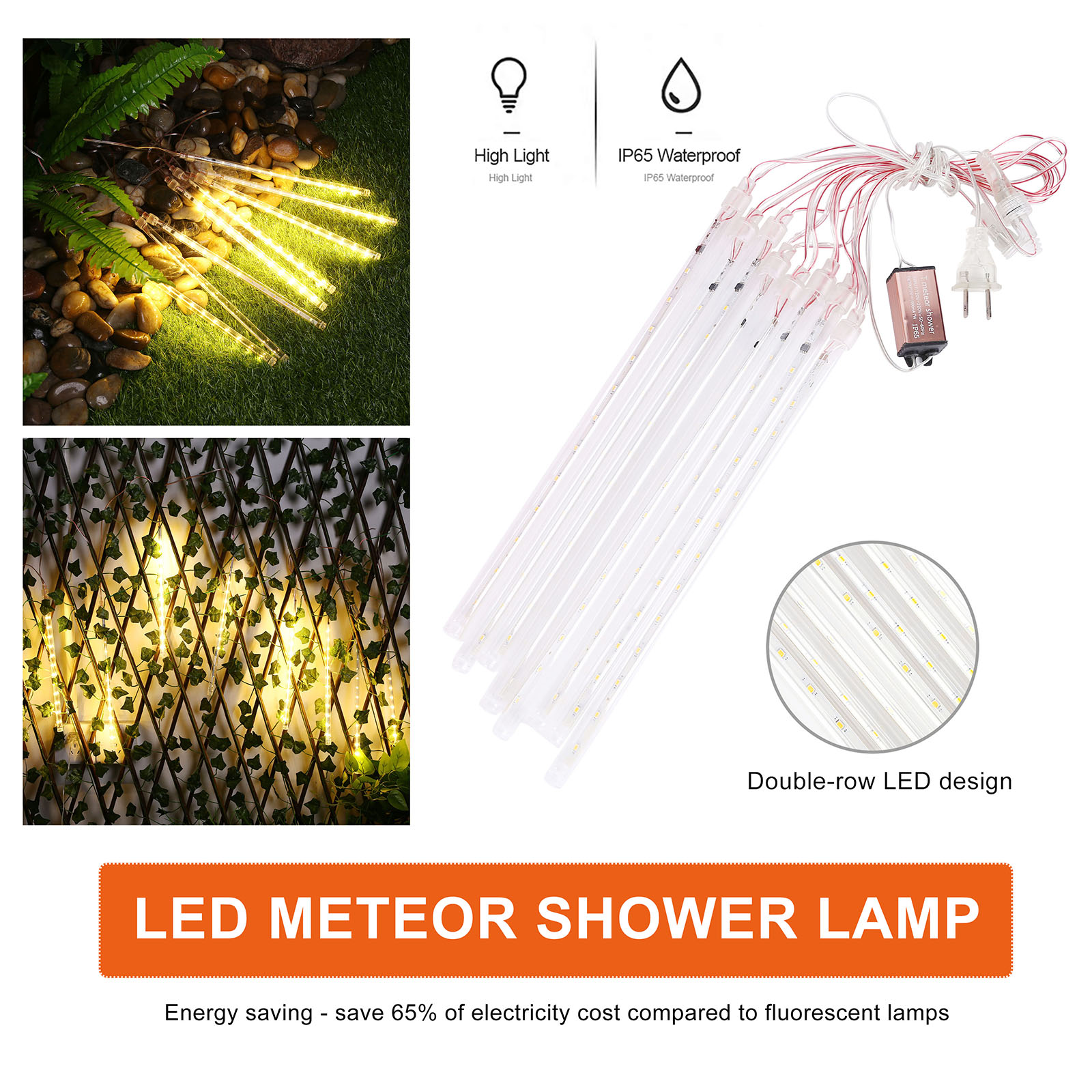 30cm 192LED Meteor Shower Garland Strip Light Outdoor Xmas Waterproof Fairy Lights Garden Street Christmas Decoration Strip Lamp