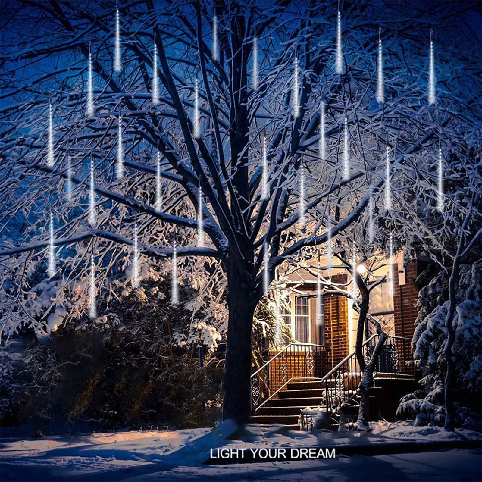 30cm 192LED Meteor Shower Garland Strip Light Outdoor Xmas Waterproof Fairy Lights Garden Street Christmas Decoration Strip Lamp
