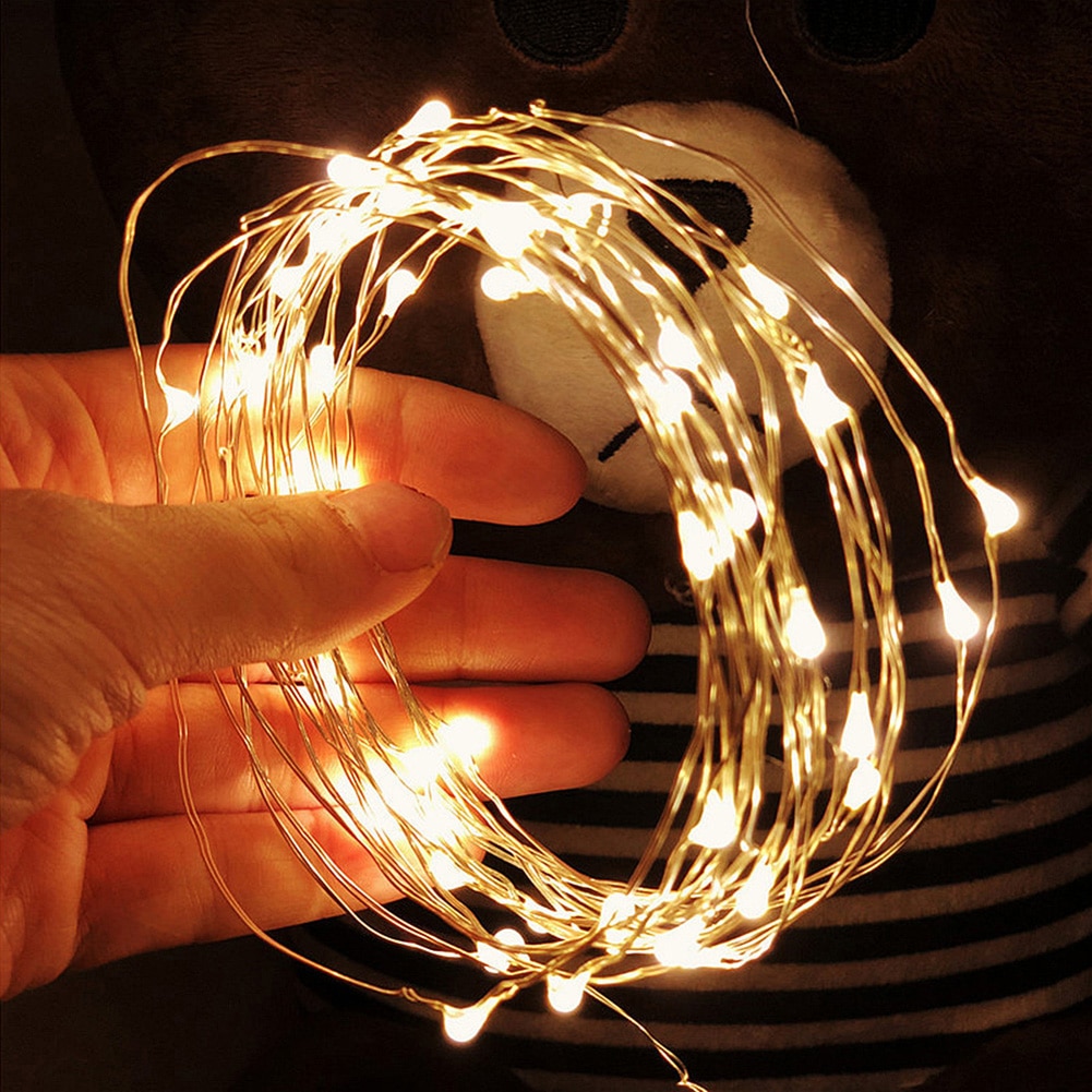 USB LED String Fairy Lights Copper Wire Christmas Garland Lamp with Remote Control for Garden Yard Decor