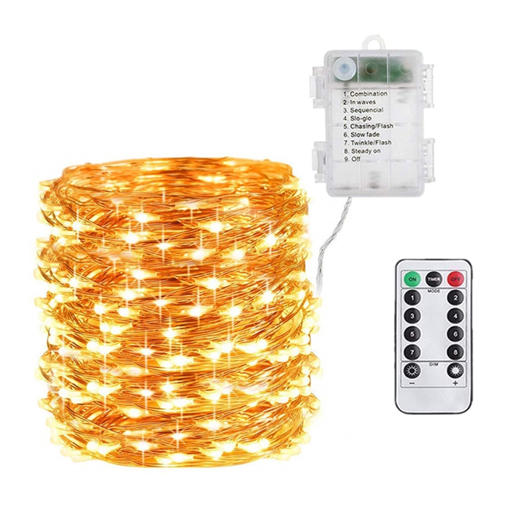 10m LED Outdoor Waterproof Copper Wire Lamp String Flashing Fairy Light for Wedding Garden Christmas Decor with Remote Control