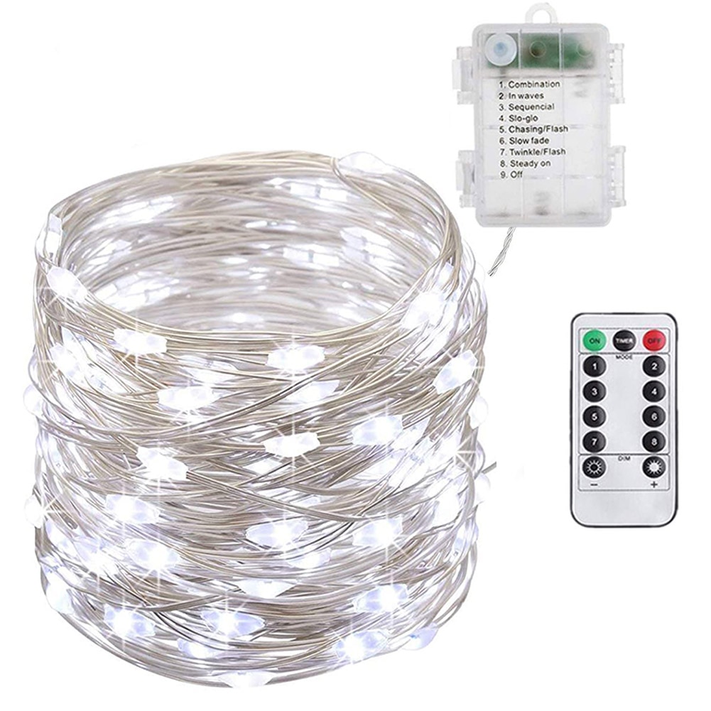 10m LED Outdoor Waterproof Copper Wire Lamp String Flashing Fairy Light for Wedding Garden Christmas Decor with Remote Control