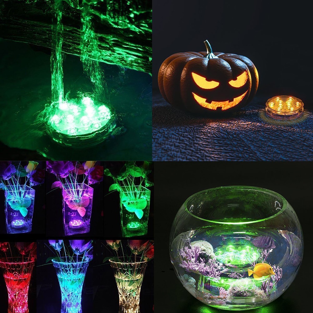 16 Colors Submersible 13 Led Light with Suction Cup for Outdoor Pond Fountain Vase Garden Swimming Pool Underwater Night Lamp