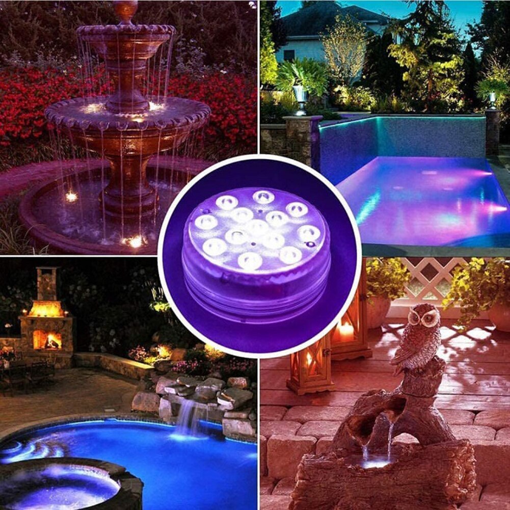 16 Colors Submersible 13 Led Light with Suction Cup for Outdoor Pond Fountain Vase Garden Swimming Pool Underwater Night Lamp