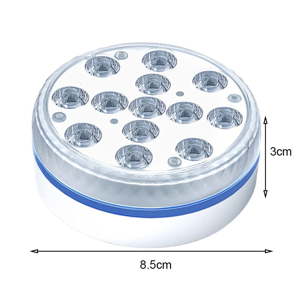 16 Colors Submersible 13 Led Light with Suction Cup for Outdoor Pond Fountain Vase Garden Swimming Pool Underwater Night Lamp