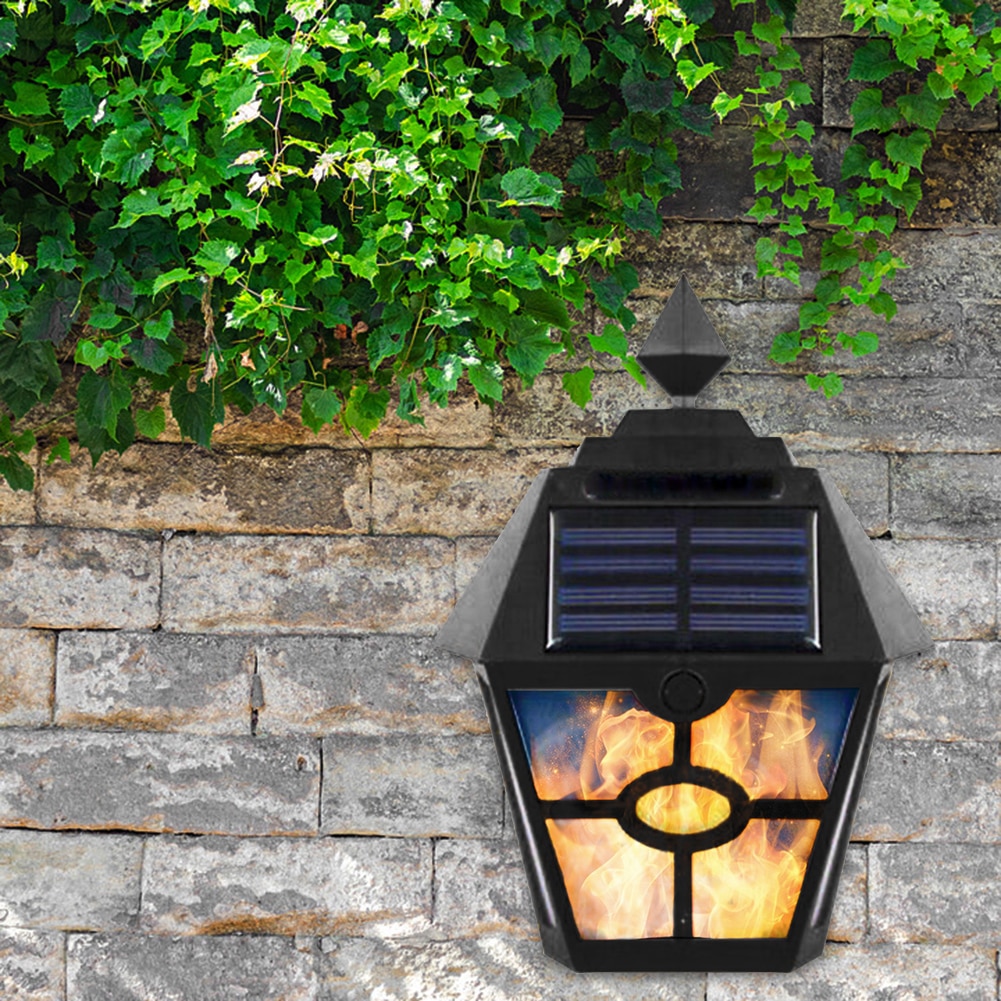 LED Solar Light Retro Flame Torch Wall Light Outdoor Waterproof Courtyard Street Solar Lamps for Home Garden Decoration