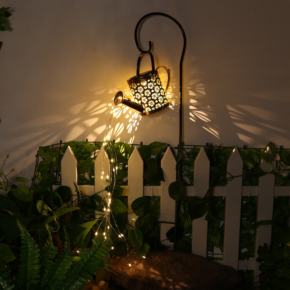 Kettle Shower Solar Lamp Hollow Wrought Iron Solar Light Outdoor Waterproof Courtyard Landscape Garden Decoration Lighting Lamp