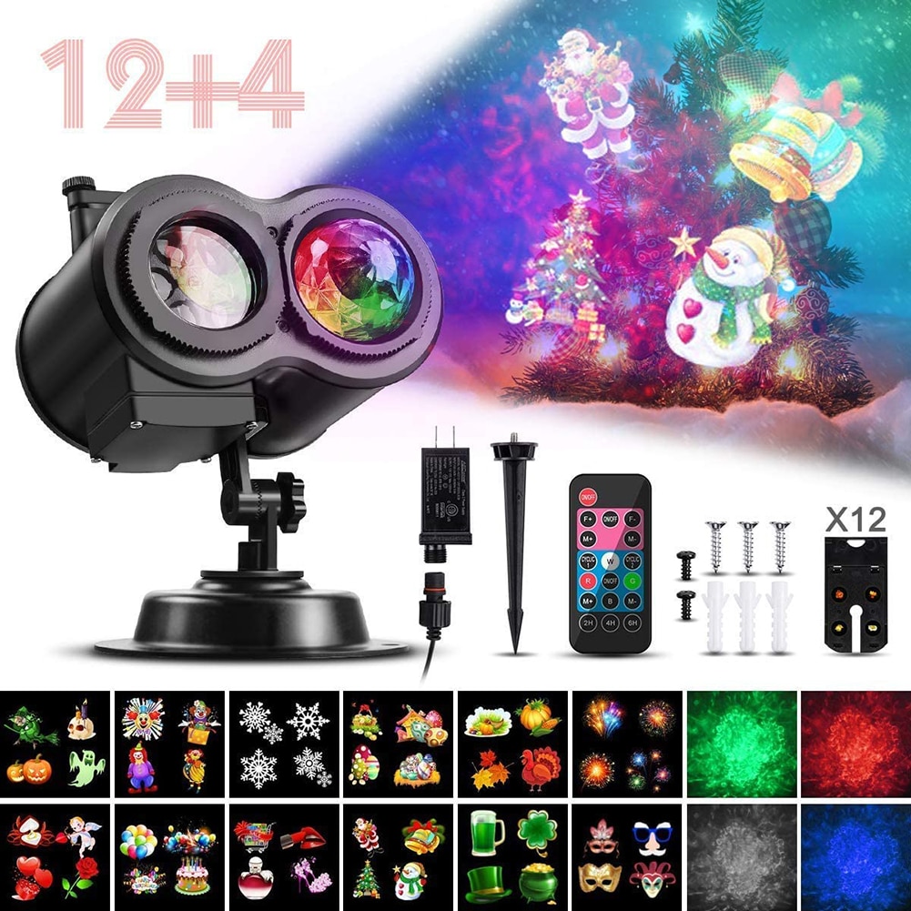 Waterproof Dual Tube Stage Laser Effect Light Water Pattern Projection Lamp Party Home Decoration LED Christmas Atmosphere Light