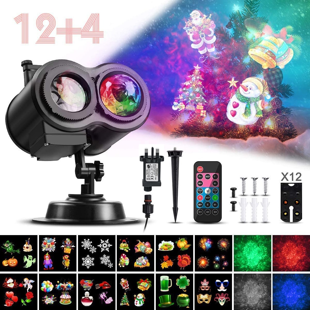 Waterproof Dual Tube Stage Laser Effect Light Water Pattern Projection Lamp Party Home Decoration LED Christmas Atmosphere Light