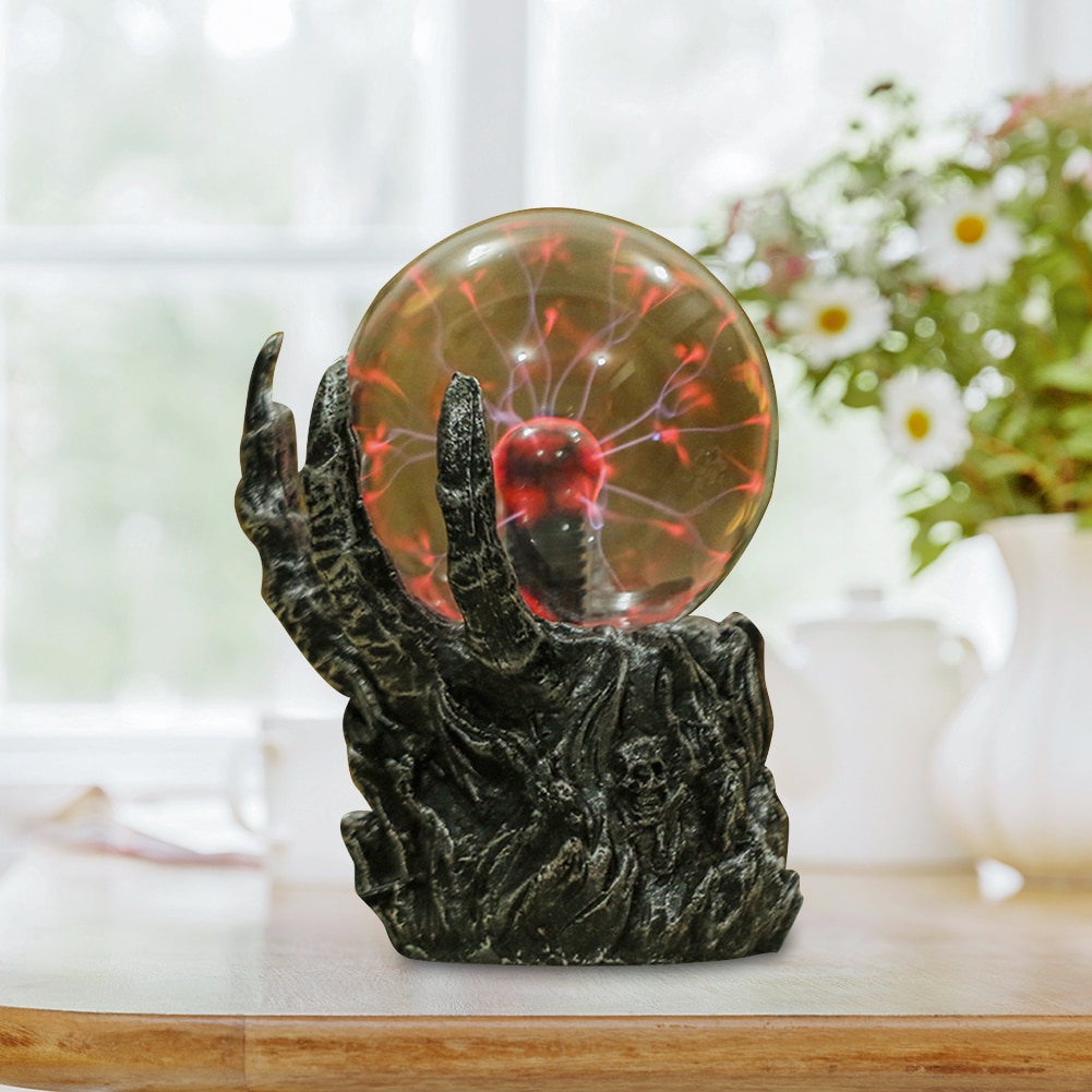 Novelty Electrostatic Sphere Light Skull Hand Touch Glass Magic Desktop Ornaments Christmas Decor Night Ball Lights Lamp Gifts
