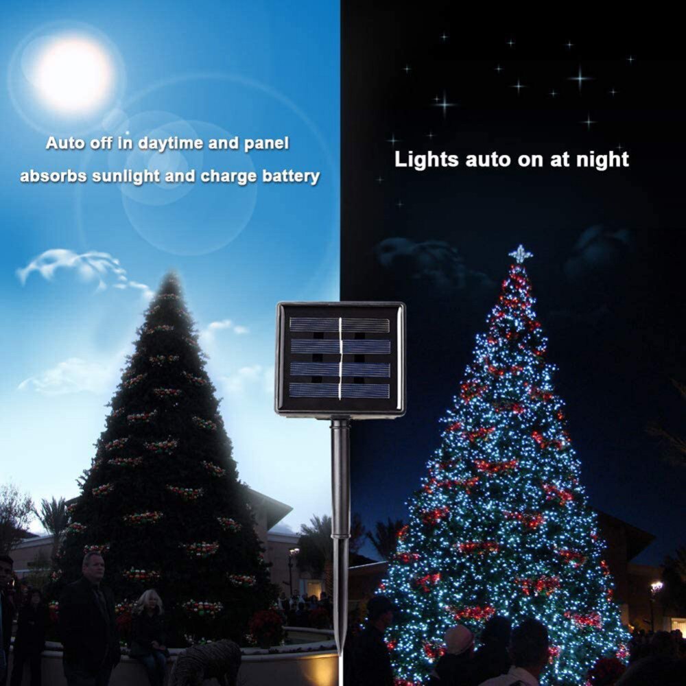 20m 200LED Fairy Lighting Strings Solar Outdoor Waterproof Copper Wire Lamp 8 Modes Wedding Garden Christmas Decor String Light