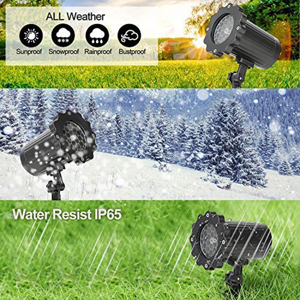 LED Snowfall Projector Lights Christmas Snowflake with Remote Control Waterproof Outdoor Garden Decoration Lamp Projection Light