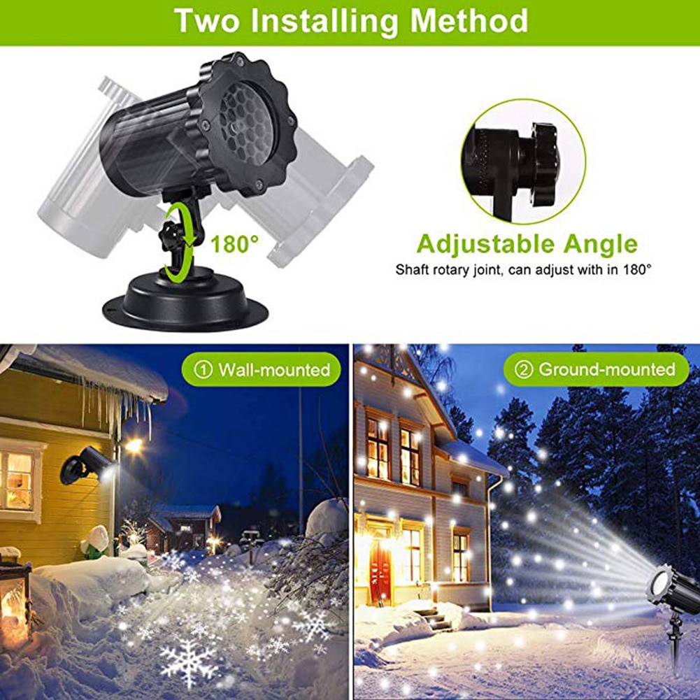 LED Snowfall Projector Lights Christmas Snowflake with Remote Control Waterproof Outdoor Garden Decoration Lamp Projection Light