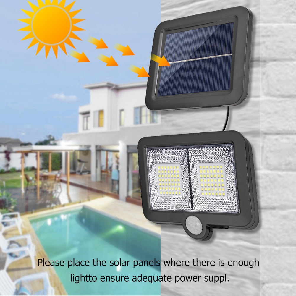 160LED Solar Powered Light Outdoors Waterproof PIR Motion Sensor Courtyard Street Lighting for Garden Decoration Solar Wall Lamp