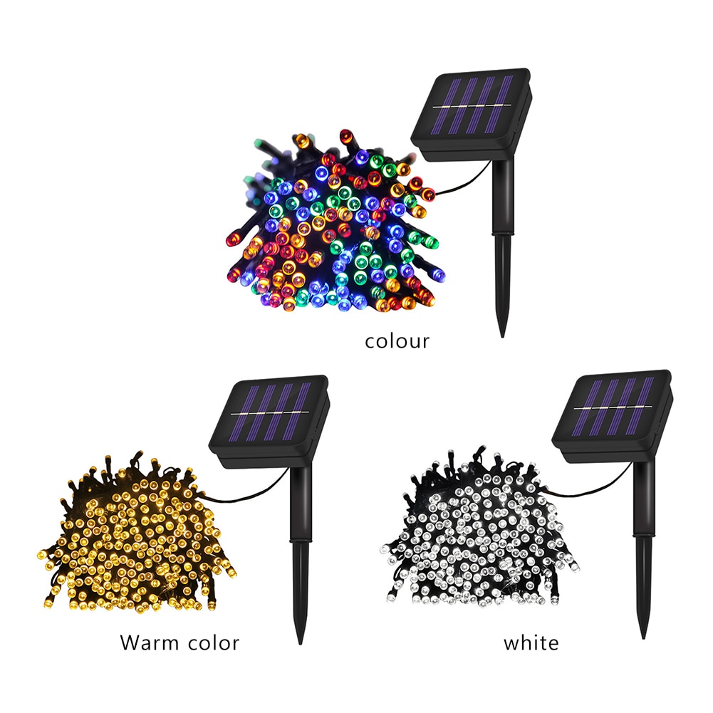 LED Solar Fairy String Garland Lights Lamp Waterproof Outdoor 8 Modes Christmas Holiday Wedding Party Garden Decoration Lights